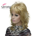 Lady Women Blonde With Dark Root Medium Length Cascaded Layers Synthetic Hair Full Wig for women
