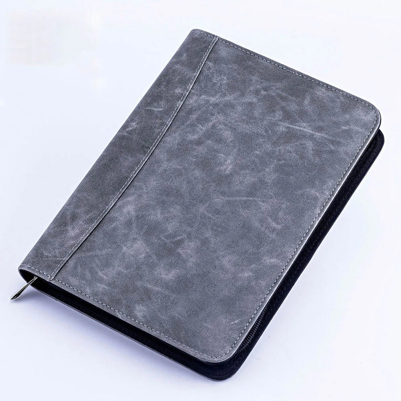 A5 Padfolio File Folder Document Bag with Calculator Zipper Fichario Binder Notebook Briefcase Executive Spiral 6 Ring Note Book