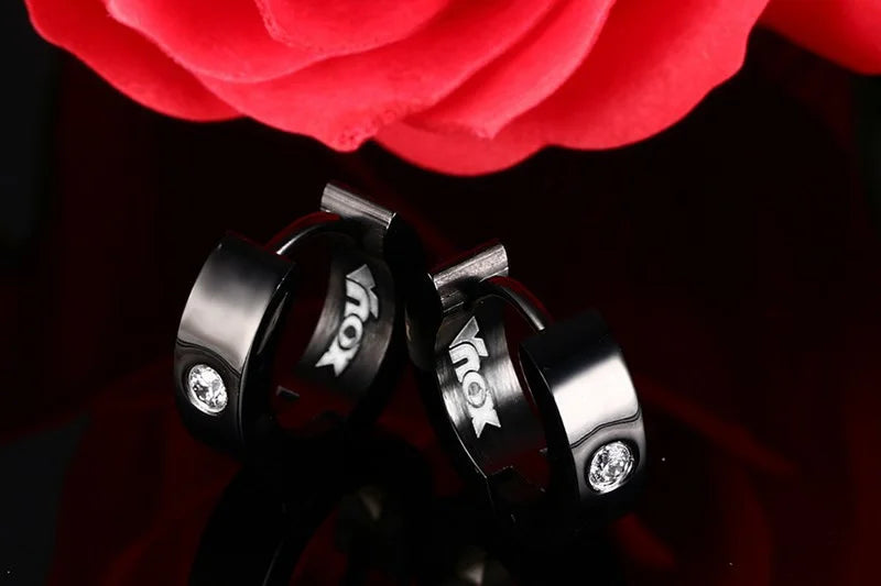 Vnox Cute Hoop Earrings For Women Men Stainless Steel Ear Cuff Brincos Huggie Jewelry