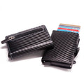 RFID Business Credit Card Holder Men Multifunction Automatic Aluminium Alloy Leather Cards Case Mini Wallet Slim Coin Purse