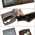 GENODERN Cow Leather Men Wallets with Coin Pocket Vintage Male Purse RFID Blocking Genuine Leather Men Wallet with Card Holders