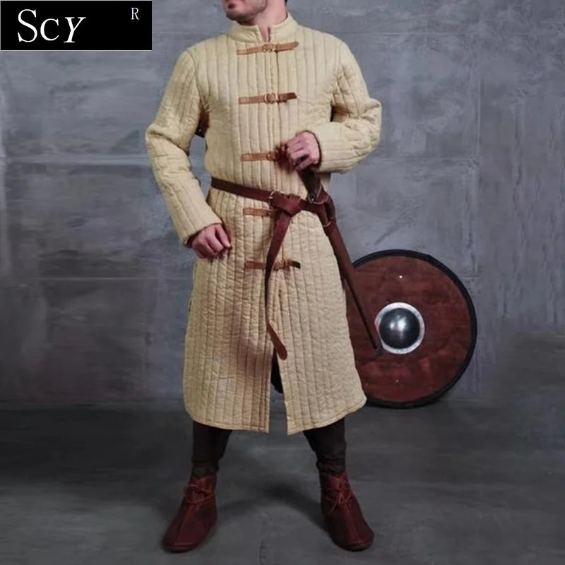 Men's Vintage Medieval Role Playing Jacket Halloween Steampunk Costume Uniform No Belt