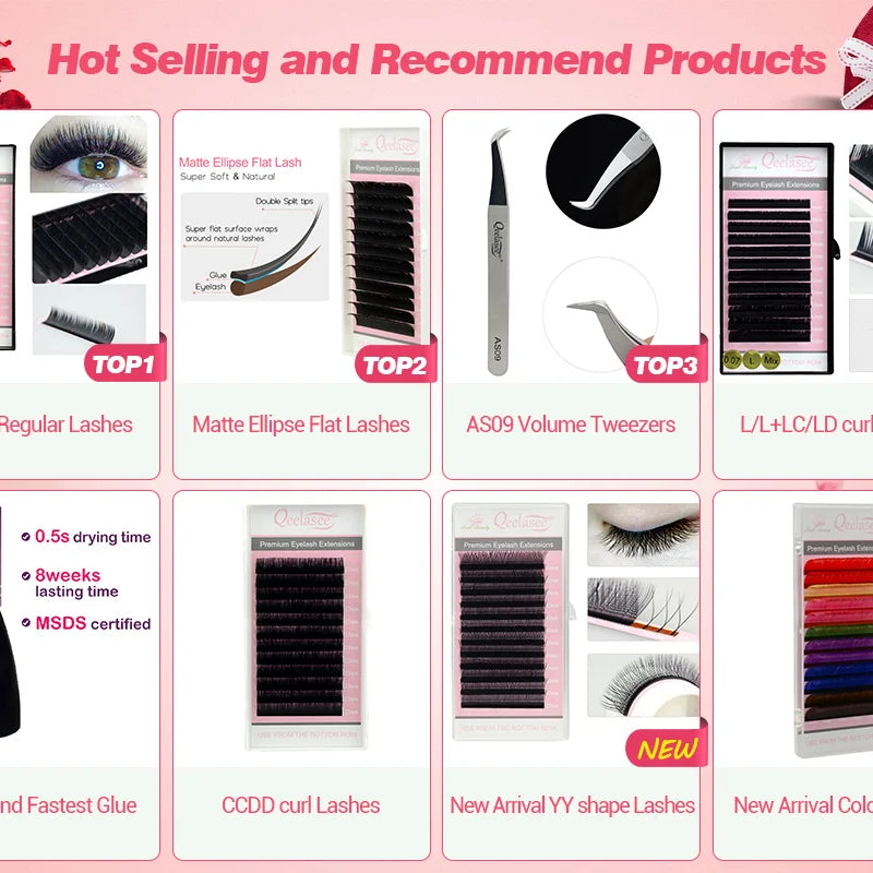 All Size 10 Trays Wholesale Volume Lashes Extension 3D Mink False Eyelashes Individual Eyelash Beauty Brand Factory Supplies
