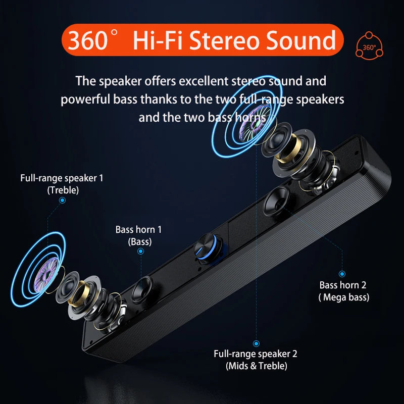 Soundbar TV Barra De Sonido Sound Bar Bluetooth Speaker Bocinas Alta Fidelidad Caixa De Som Para PC Computer Speakers Desktop
