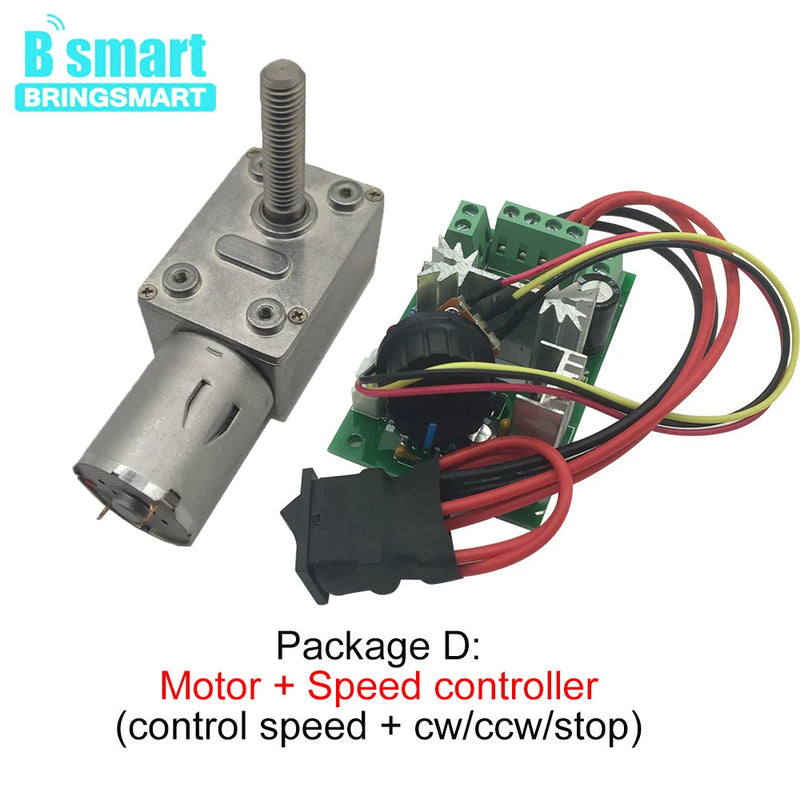 Bringsmart DC Worm Motor 6v 12v Geared Reducer JGY - 370 Self - lock Turbine M8 33mm Length Screw Shaft - View 4 | SAMAG