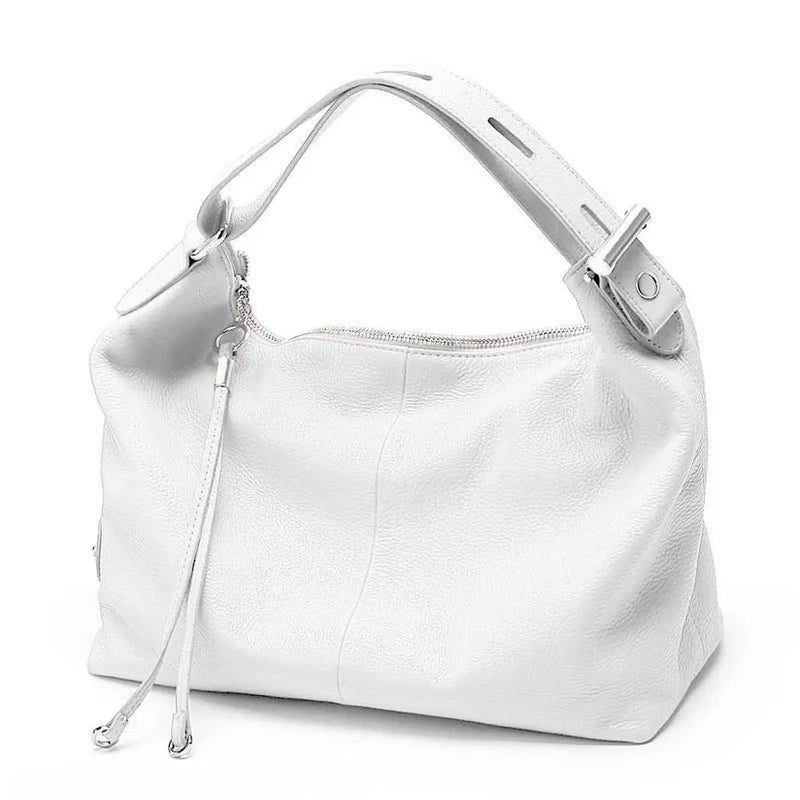 Zency 100% Genuine Leather Women Hobo Bag White Lady Tassel Shoulder Bags Classic Red Handbag Crossbody Purse 2024 Trendy