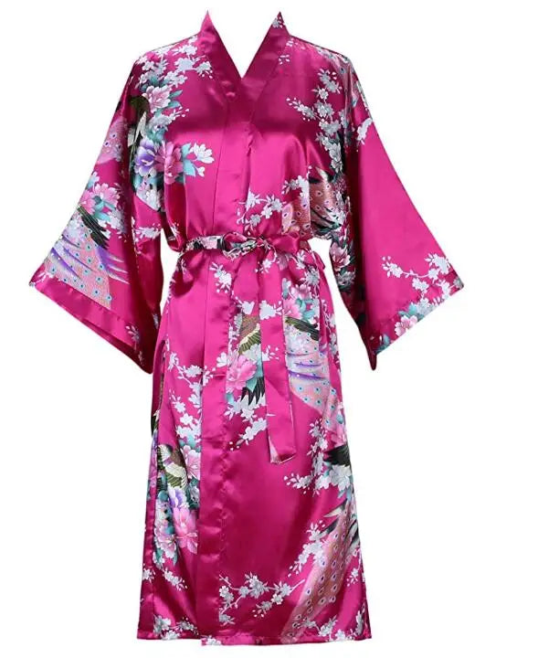 Silk Satin Wedding Bride Bridesmaid Robe Floral Bathrobe | SAMAG