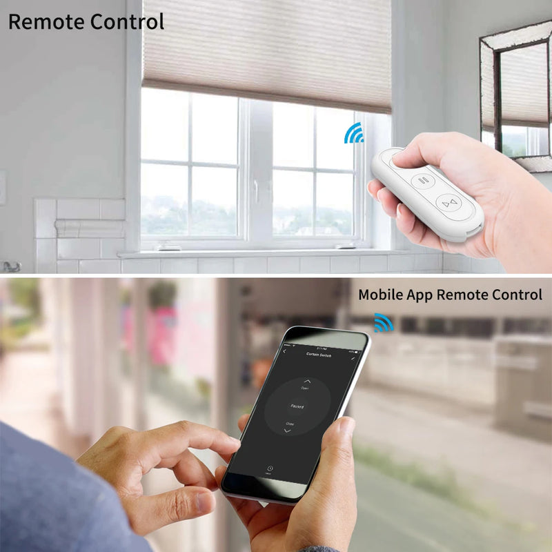 Tuya Smart Life RF WIFI Curtain Switch for Roller Shutter Window Blinds with Remote 4 Channel App Timer Google Home Alexa Echo