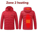 Men Winter Warm USB Heating Jackets Smart Thermostat Pure Color Hooded Heated Clothing Waterproof  Warm Jackets