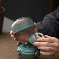 Ceramic Gongfu Travel Tea Set, Gorgeous Chinese Teapot Set with 2 Tea Cups, Portable Carrying Case