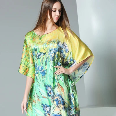 19MM100% Mulberry Silk Nightgowns For Women  Long Silk Nightgown Women Nightdress  Floral Real Silk sleepwear Ladies Female Gift