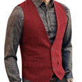 Slim Mens Vest Tweed Waistcoat Vest Vintage Herringbone V-neck Casual Wool Groomsmen Suits Vest For Wedding XS-5XL