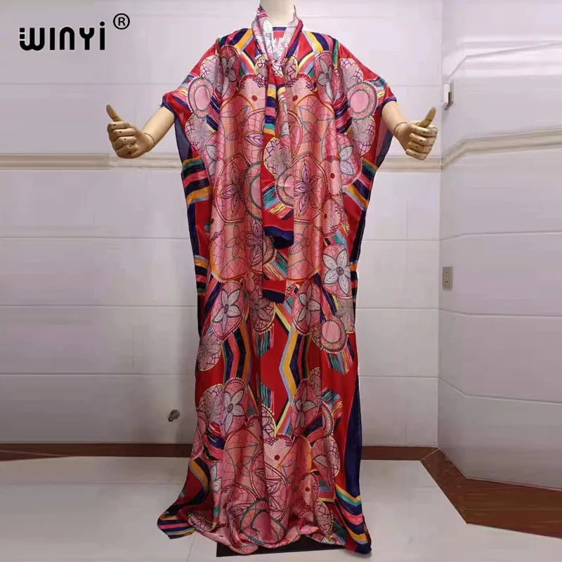 2022 beach cover ups for women Print Bohemia Hijab Loose Elegant Muslim Abaya dress new Broder Riche Sexy Lady Party maxi beach
