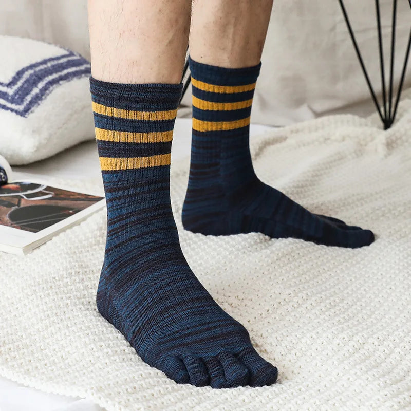 Pairs Man Toe Sport Socks Short Cotton Striped Colorful | SAMAG