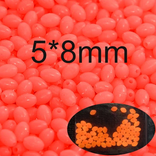 INFOF 100-500pcs/lot Soft Egg Beads Fishing Stop Luminous Oval Rubber Stopper Night Fly Fishing Accessories pesca