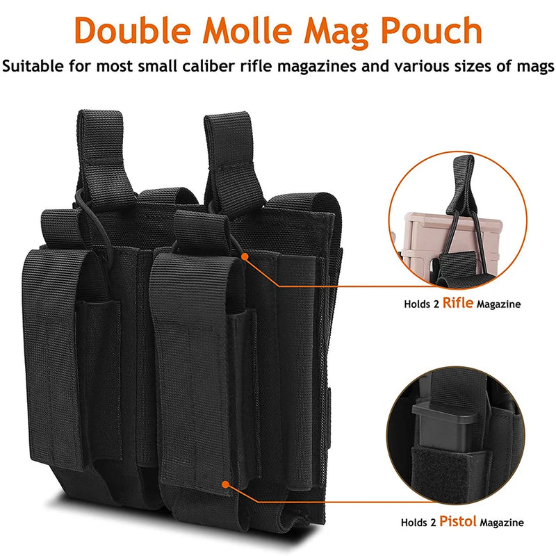 Tactical Molle Magazine Pouch Tactical Pouch Single/Double/Triple Rifle Pistol Mag Pouch 2-Layer Cartridge Holder for M4 M14 M16