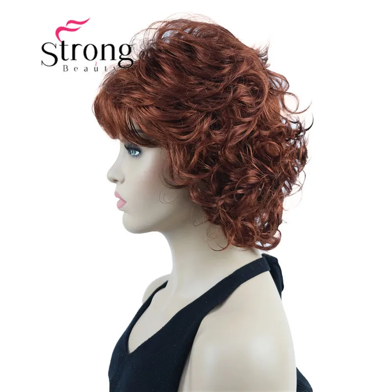 StrongBeauty Short Wig Soft Tousled Curls Blonde Highlights Full Synthetic Wigs COLOUR CHOICES