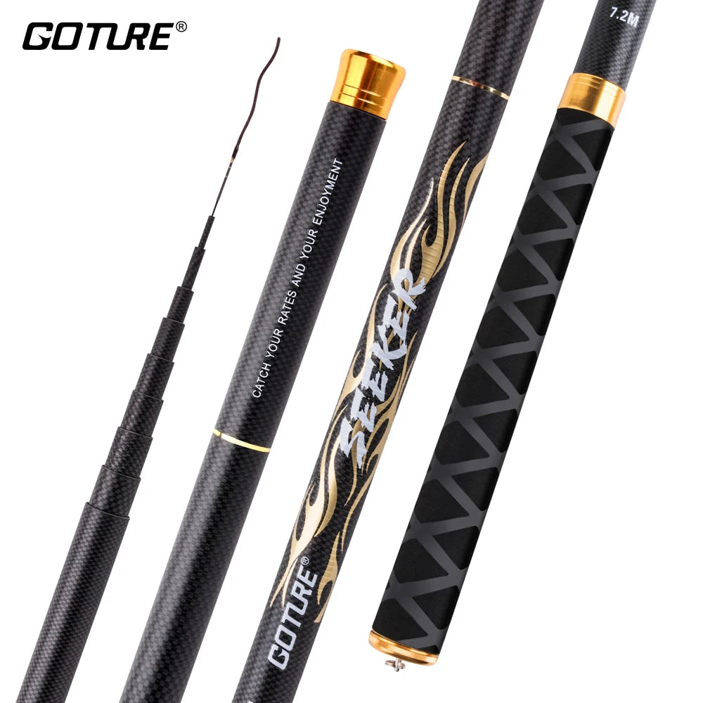 Goture Seeker Telescopic Fishing Rod Carbon Fiber 24T 1.8M-7.2M Carp Fishing Rods Feeder Hand Pole Pesca Olta Fishing Tackles