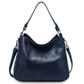Zency 100% Genuine Leather Elegant Women Shoulder Bag Classic Black Hobos Roomy Casual Tote Handbag Crossbody Messenger Grey