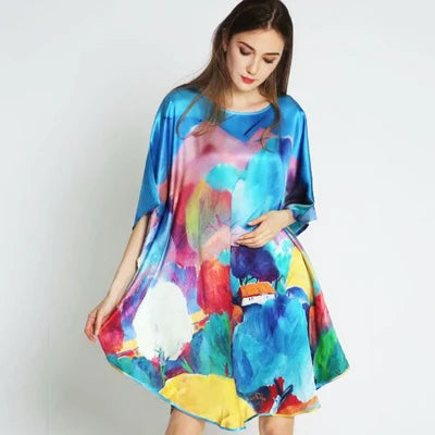 19MM100% Mulberry Silk Nightgowns For Women  Long Silk Nightgown Women Nightdress  Floral Real Silk sleepwear Ladies Female Gift