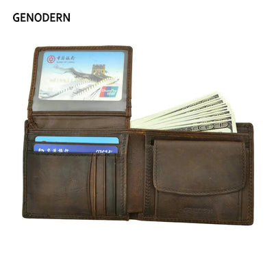 GENODERN Cow Leather Men Wallets with Coin Pocket Vintage | SAMAG