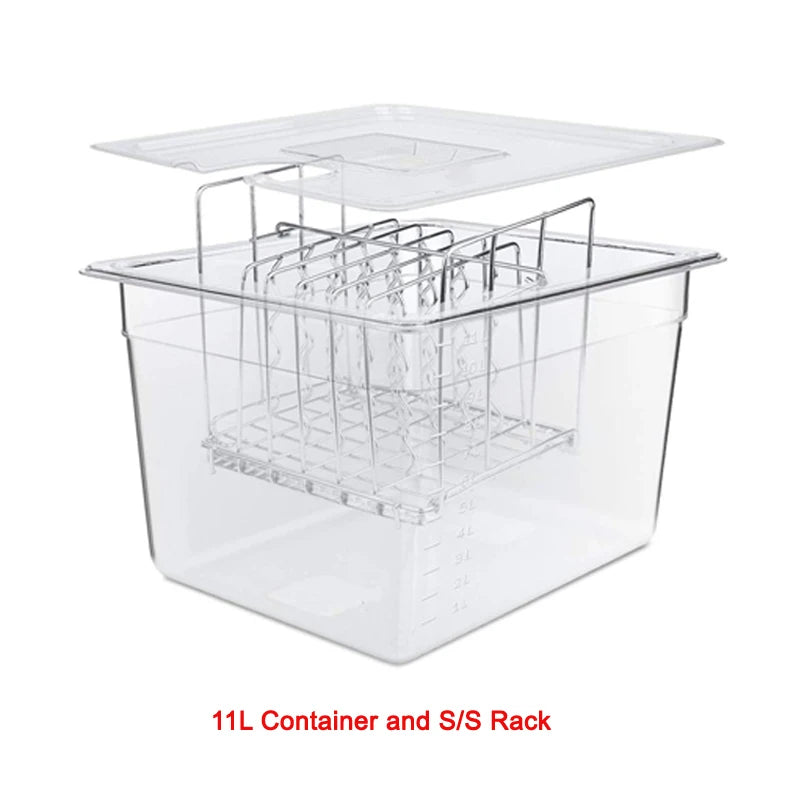 Stainless Steel Sous Vide Rack , 11L Sous Vide Cooker Containers Detachable Dividers Separator for Immersion Circulators