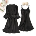 Pajama Set Women Lace Trim Satin Sleepwear Pyjamas | SAMAG