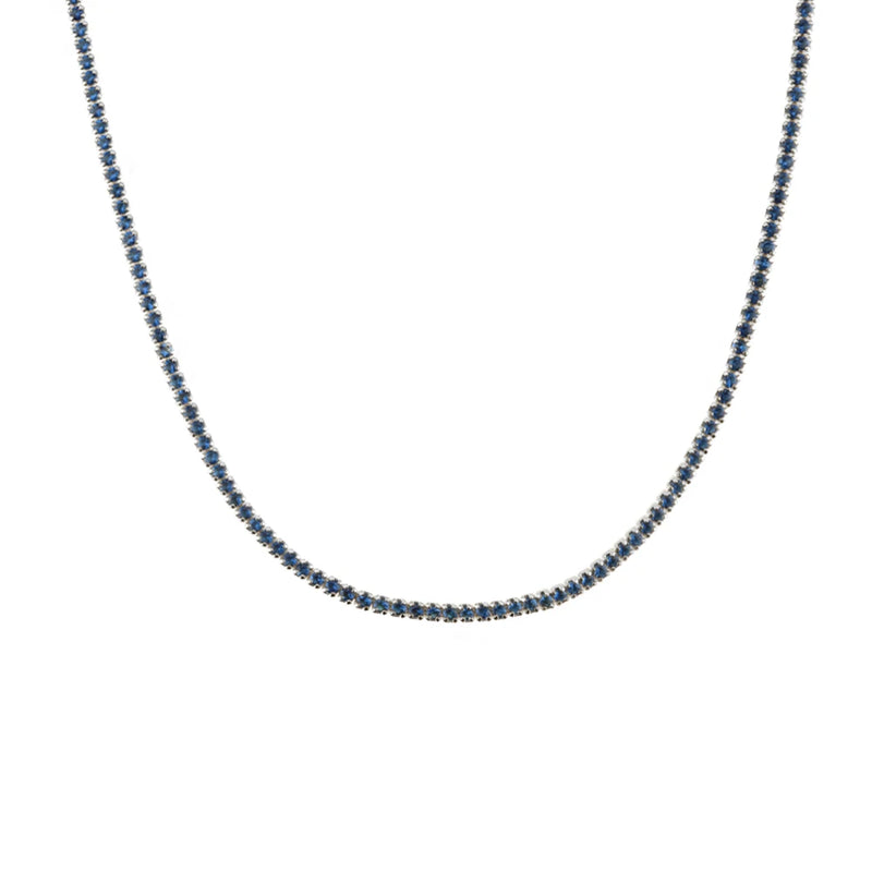 ANDYWEN 925 Sterling Silver 1.5mm Tennis Zircon Charm Long Chain Necklace Rock Punk Fashion Fine Jewelry Gift Wedding Party