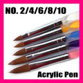 Free Shipping 5 Pieces Five Size High Quality Professional Acrylic Liquid For Nail Art  Pen Brush UV Gel Nail Acrylic Powder