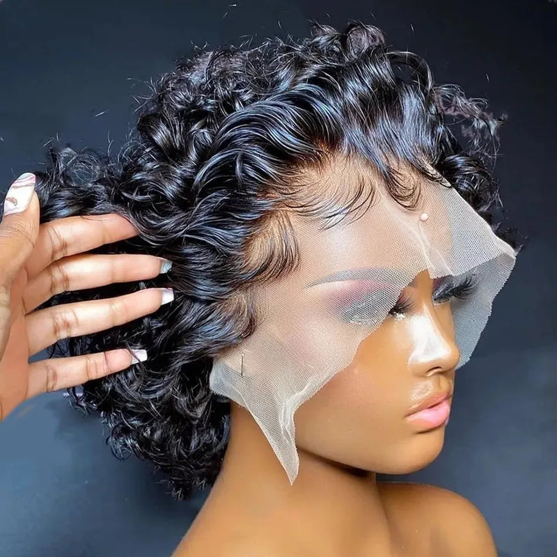 Short Bob Pixie Cut Wig 13X1 Lace Front Orange Wig For Women Perruque Bresillienne Cheap Remy Hair Transparent Lace Wig Sale
