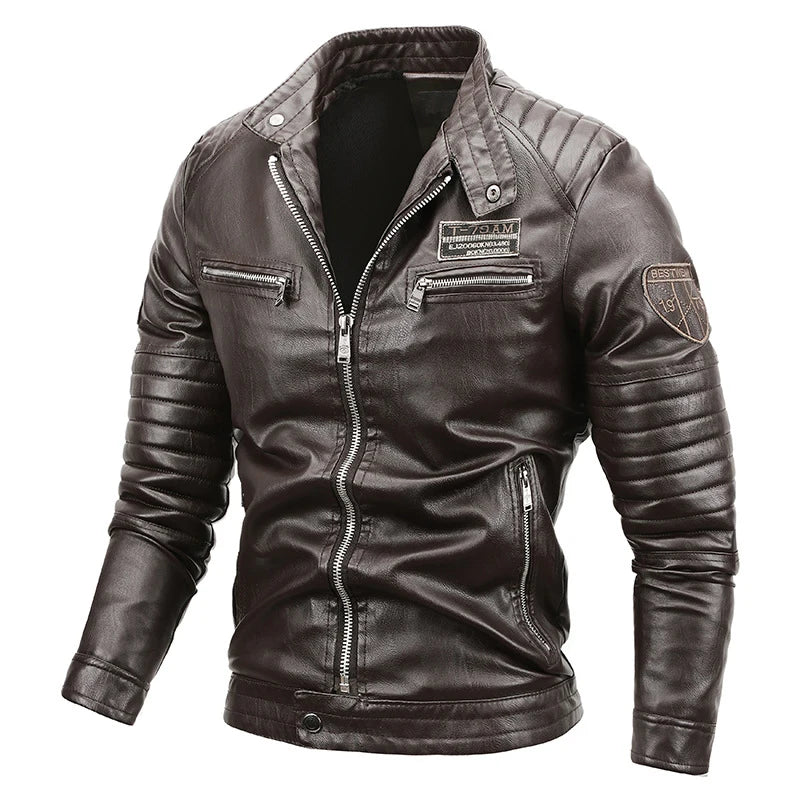 Maxulla Winter Men's PU Jackets Casual Man Warm Motorcycle Leather Jacket Male Slim Fit Windbreaker Biker Leather Coats Clothing