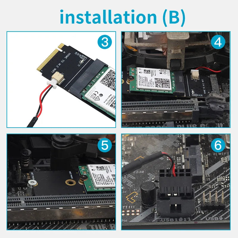 Wireless M.2 A+E Key Slot To M.2 M Wifi Bluetooth Adapter For Intel AX200 9260 bcm94352Z Card NVMe PCI - Visuel 4 | SAMAG