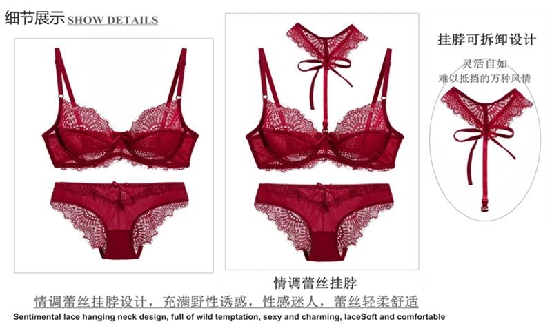 2021 New Embroidery Women Bra Sets Lace Push Up Underwear Brief 34/75 36/80 38/85 40/90 42/95 44/100 BCDE Cup Plus Size Lingerie