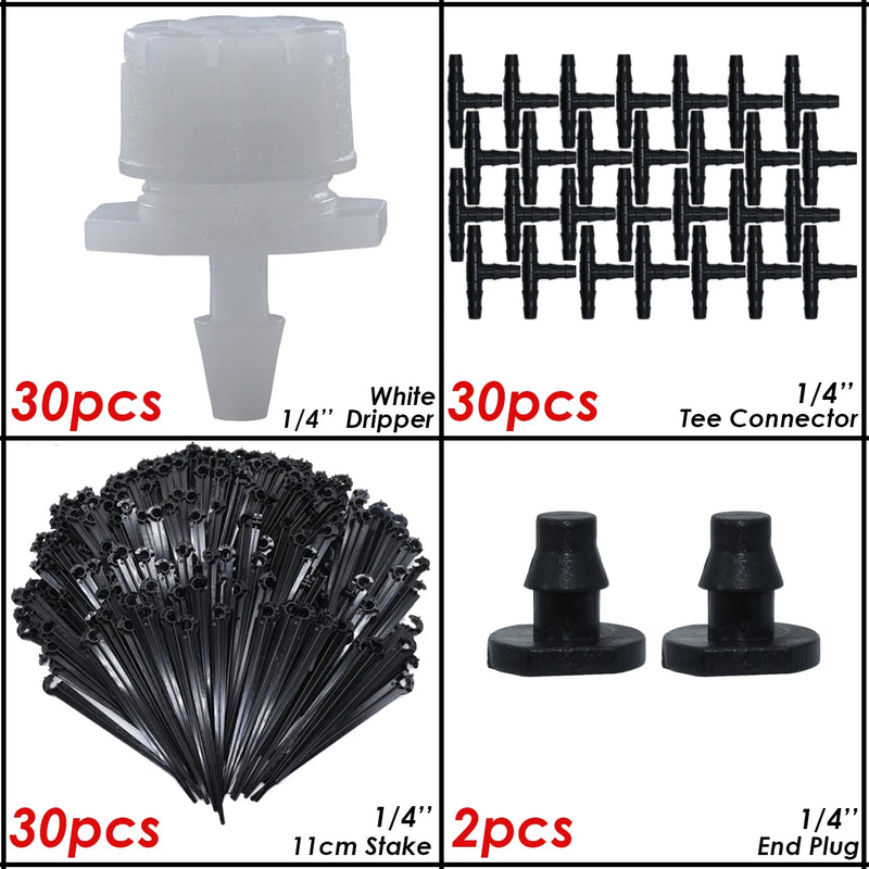 KESLA Garden Drip Irrigation Kit for 4/7mm 1/4'' Hose Automatic Watering Sprinkler Dripper Tee Connector Misting Cooling System