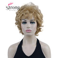 StrongBeauty Short Wig Soft Tousled Curls Blonde Highlights Full Synthetic Wigs COLOUR CHOICES