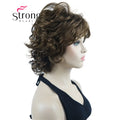 StrongBeauty Short Wig Soft Tousled Curls Blonde Highlights Full Synthetic Wigs COLOUR CHOICES