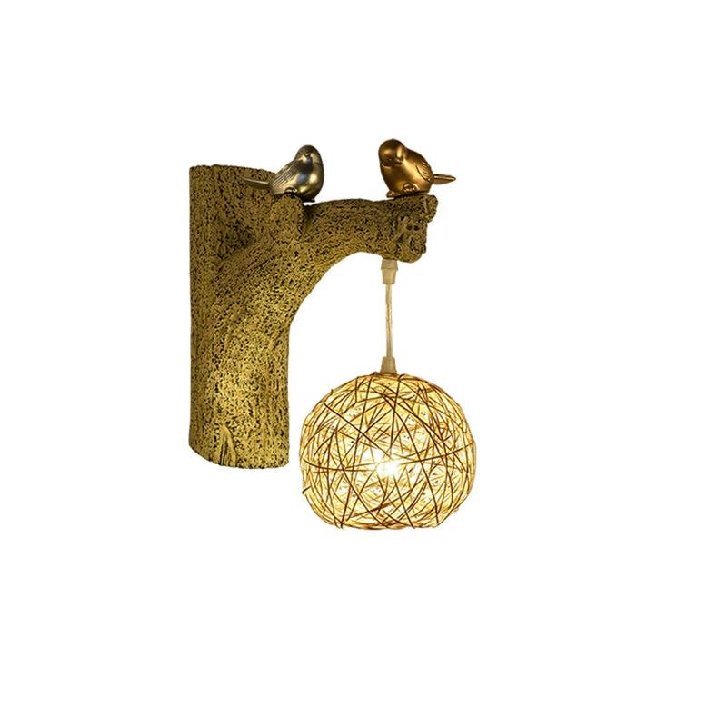 Creative Bird Branches Decorate Retro Wall Lamps Art Living Room Bedroom Aisle Balcony Stair Sconces Wall Lights Chinese Style
