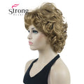 StrongBeauty Short Wig Soft Tousled Curls Blonde Highlights Full Synthetic Wigs COLOUR CHOICES