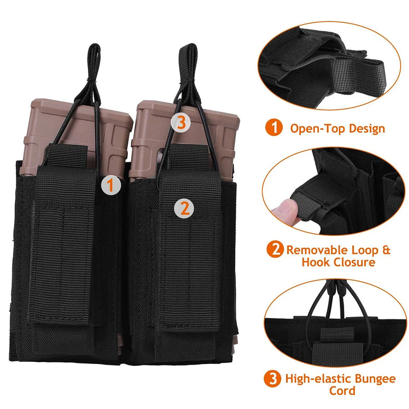 Tactical Molle Magazine Pouch Tactical Pouch Single/Double/Triple Rifle Pistol Mag Pouch 2-Layer Cartridge Holder for M4 M14 M16