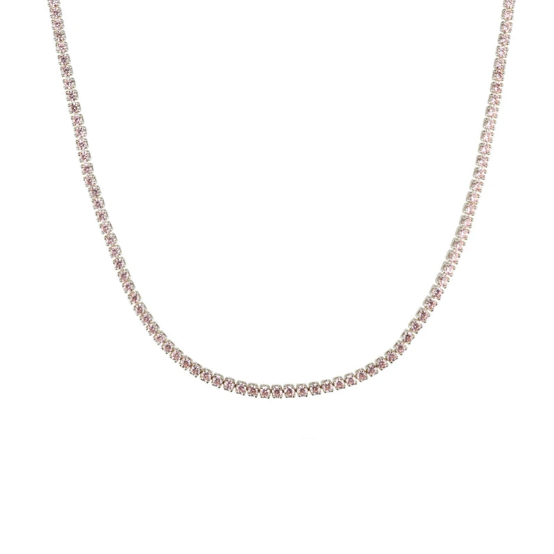 ANDYWEN 925 Sterling Silver 1.5mm Tennis Zircon Charm Long Chain Necklace Rock Punk Fashion Fine Jewelry Gift Wedding Party