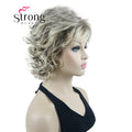 StrongBeauty Short Wig Soft Tousled Curls Blonde Highlights Full Synthetic Wigs COLOUR CHOICES