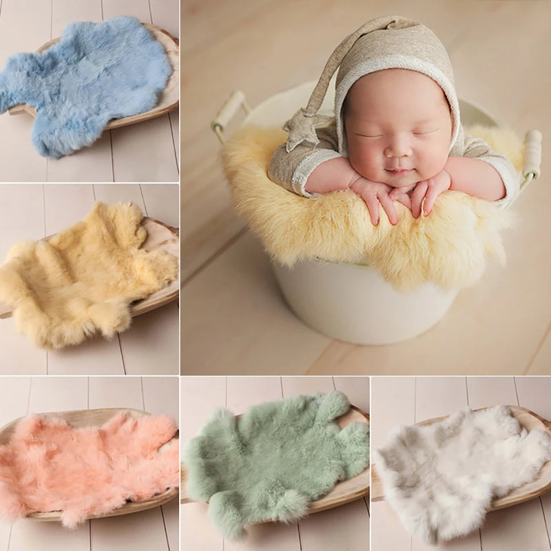 Rabbit Fur For Babies Baby Girl Birth Newborn Photography Props Blankets Accessories New Born Photo Shoot Background Blanket
