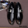 ntparker Fashion Men's leather shoes buckle strap pointy Mteal Front Cap high heels Business dress oxford shoes for men