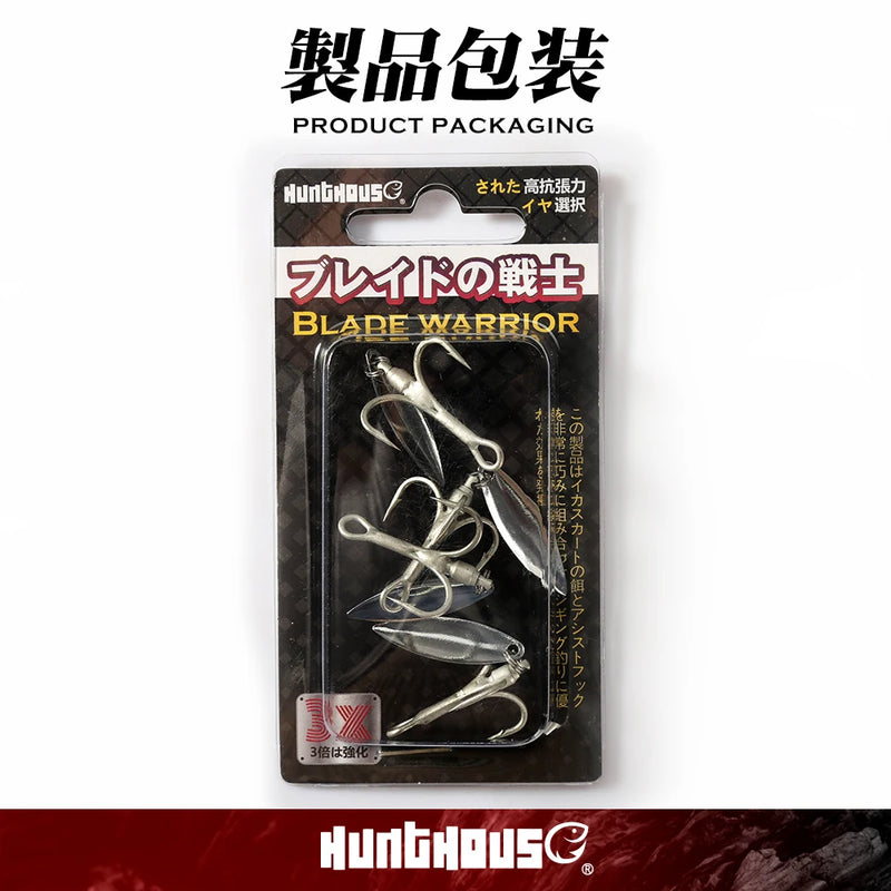 Hunthouse Treble Fishing Hook With Spoon 4# 6# 8# For Hard Lure 3X Strong 4pcs/lot Hight Carbon Steel Accessories