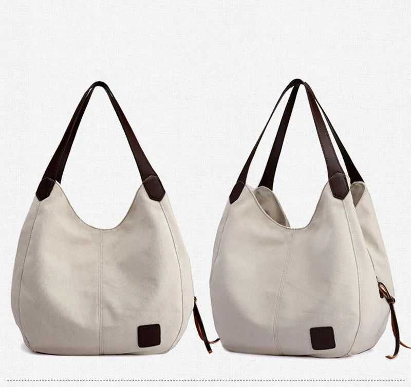 Simple Style Canvas Shoulder Bags For Women Large Capacity Handbag Fashion Shopper Totes Bag High Qualty Purse bolsa feminina