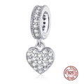 WOSTU 925 Sterling Silver Animal Cat Charm Pendant Heart Family Ladybug Bee Beads Fit Original Bracelet DIY Jewelry For Women