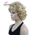 StrongBeauty Short Wig Soft Tousled Curls Blonde Highlights Full Synthetic Wigs COLOUR CHOICES