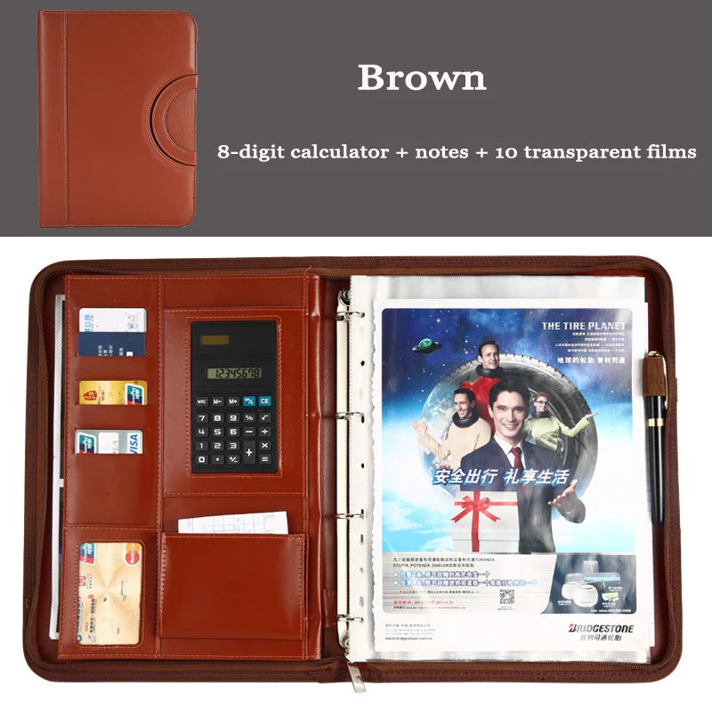 A4 Fichario Binder Document File Folder Ring Cabinet Case Manager Padfolio Business Organizer Holder Zipper Office Briefcase Bag