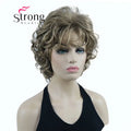 StrongBeauty Short Wig Soft Tousled Curls Blonde Highlights Full Synthetic Wigs COLOUR CHOICES