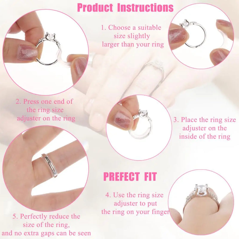 8Pcs/lot Silicone Invisible Clear Ring Size Adjuster Resizer Loose Reducer Sizer Fit Any Jewelry Tools - Visuel 6 | SAMAG